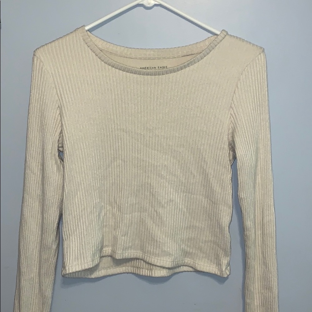 Cropped American Eagle Cream Sweater
